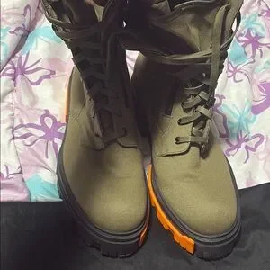 AMIRI Green and Orange High-Top Boots with Rugged Design AMIRI Men main image 4